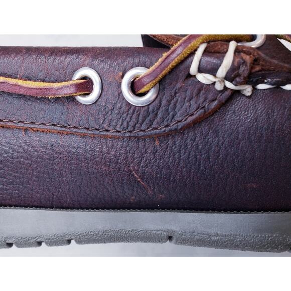 L.L. BEAN Brown Peebled Leather Boat Shoes Men's Size 8.5 D in EUC - Picture 16 of 16